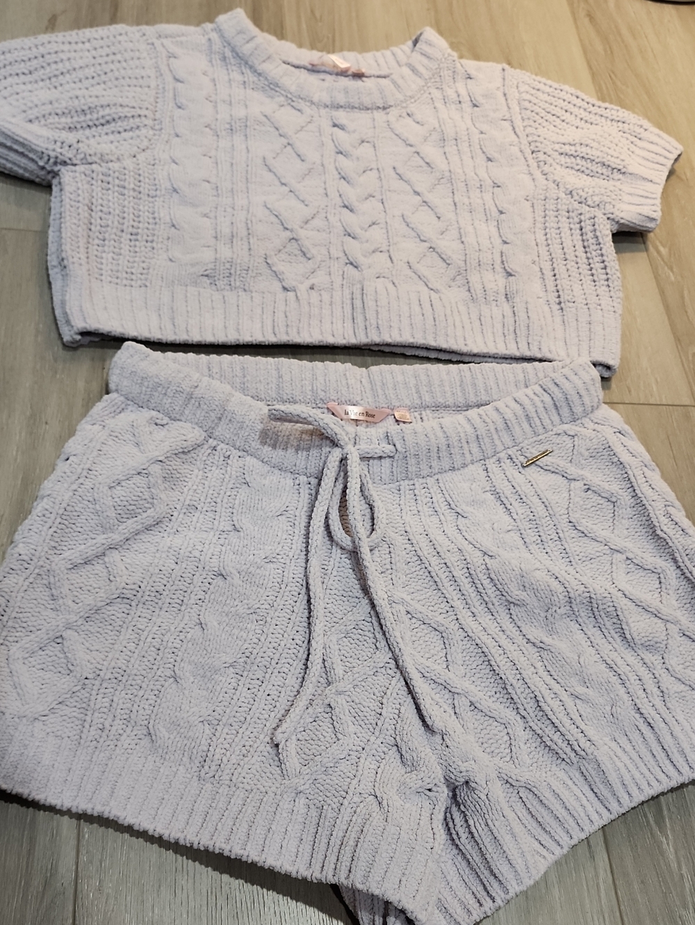 La Vie En Rose Plush Ribbed Loungewear Set - Light Purple
